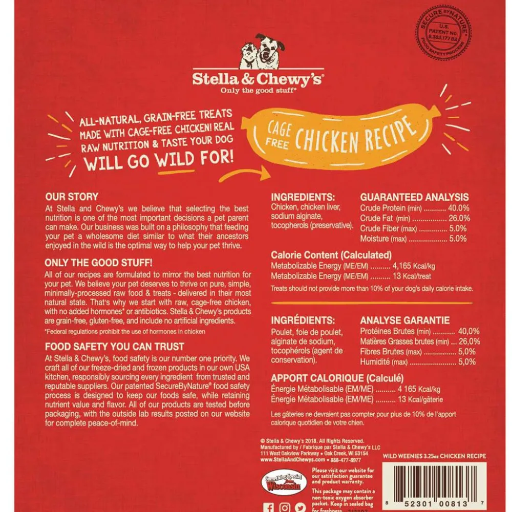 Stella & Chewy's Freeze-Dried Treats^Wild Weenies Cage-Free Chicken Recipe Freeze-Dried Dog Treats, 3.25-oz
