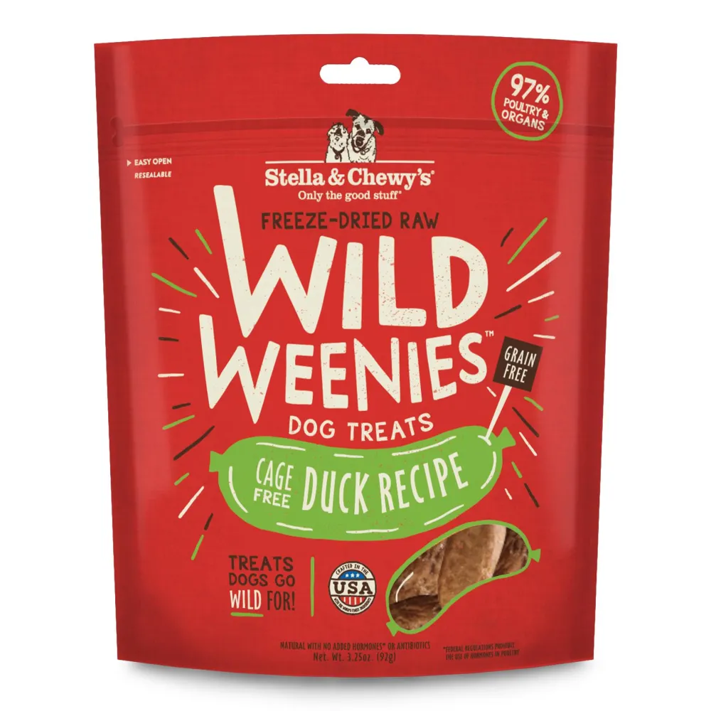 Stella & Chewy's Freeze-Dried Treats^Wild Weenies Cage-Free Duck Recipe Freeze-Dried Dog Treats, 3.25-oz