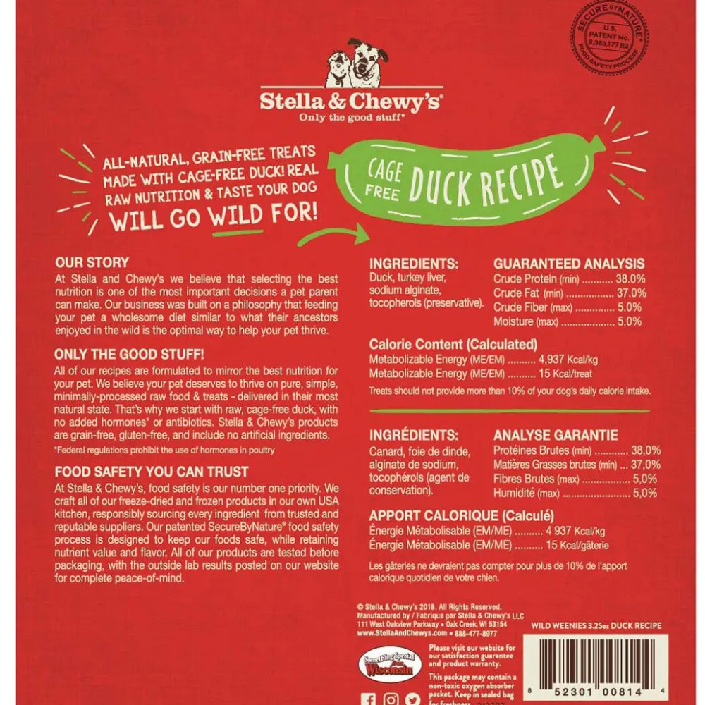 Stella & Chewy's Freeze-Dried Treats^Wild Weenies Cage-Free Duck Recipe Freeze-Dried Dog Treats, 3.25-oz