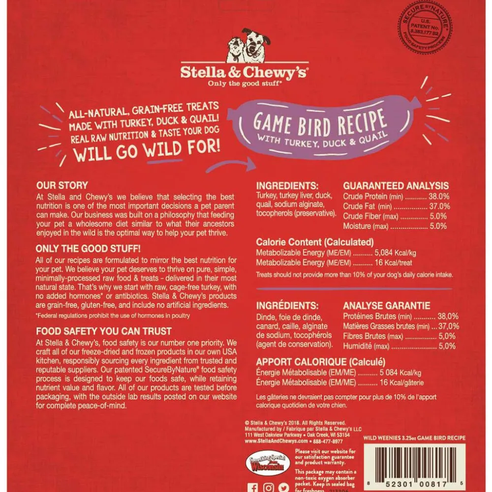 Stella & Chewy's Freeze-Dried Treats^Wild Weenies Game Bird Recipe Freeze-Dried Dog Treats, 3.25-oz