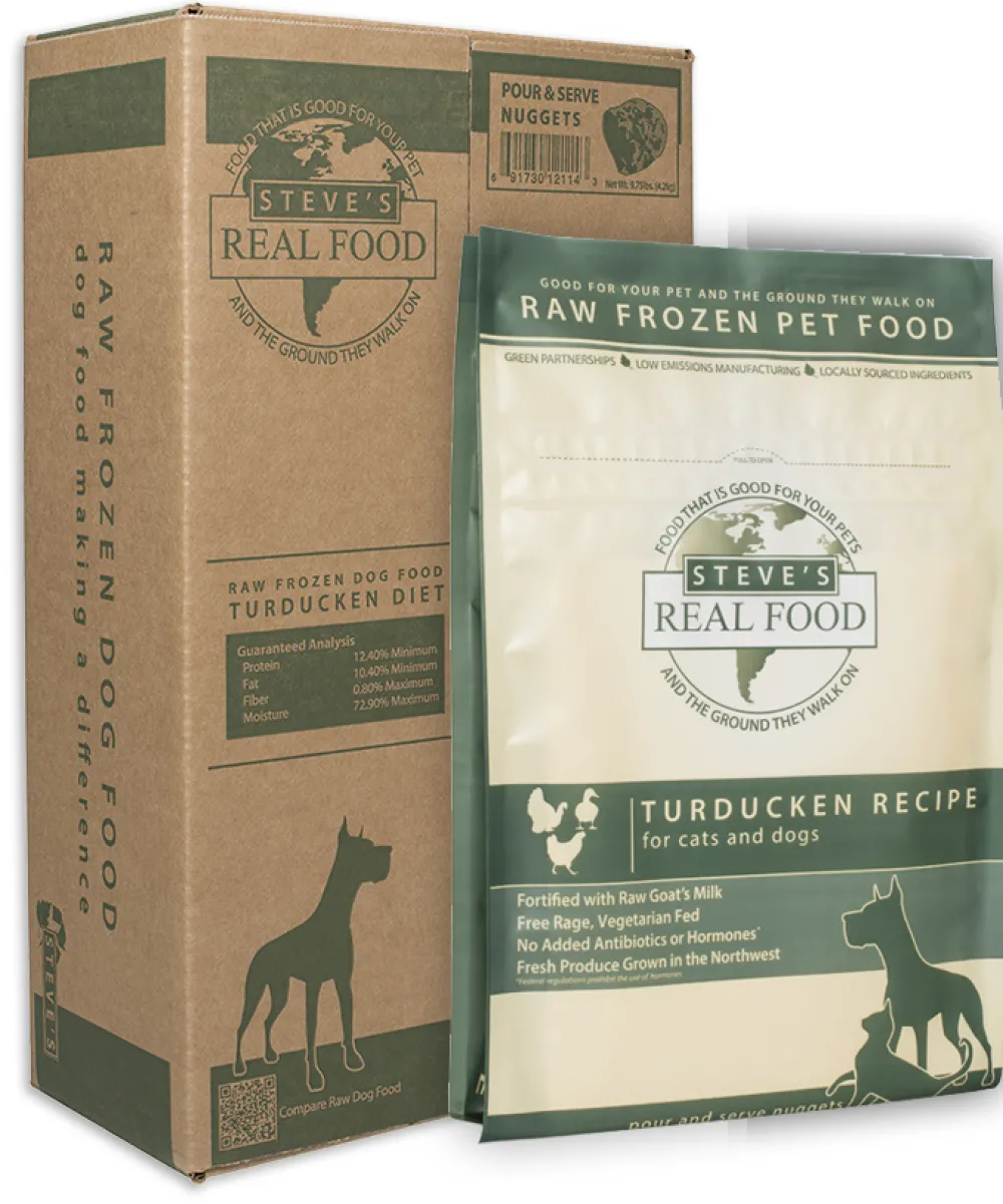 Steve's Real Food Frozen Food | Frozen Food^Turducken Nuggets Raw Frozen Dog & Cat Food, 5-lb