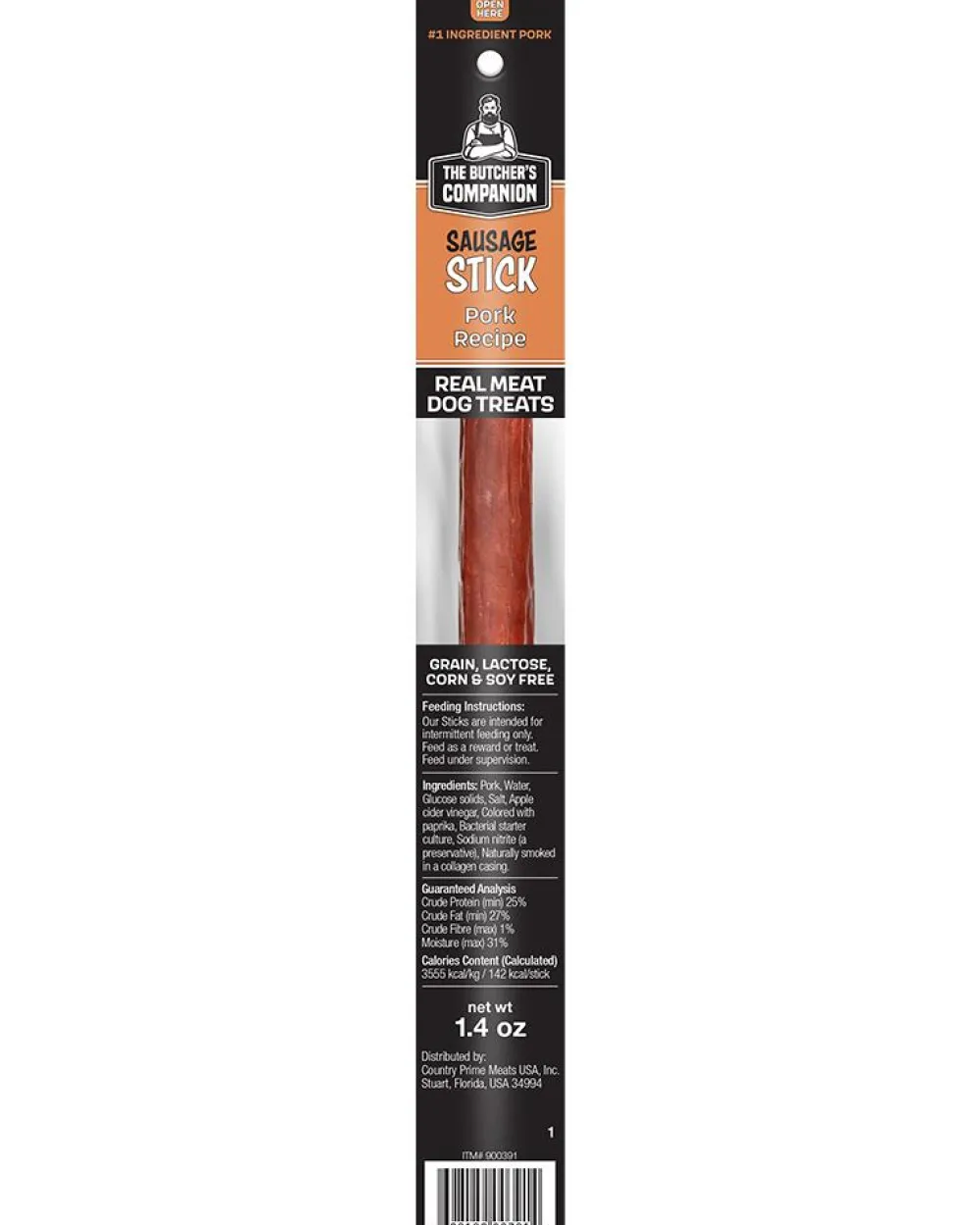 The Butcher's Companion Bully Sticks & Natural Chews^Pork Sausage Long Sticks Dog Treats, 1.4-oz