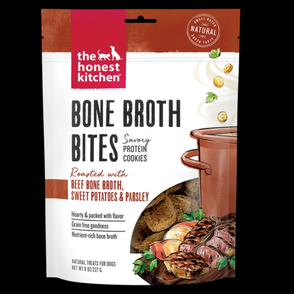 The Honest Kitchen Biscuits & Crunchy Treats^Bone Broth Bites Beef Dog Treats, 8-oz