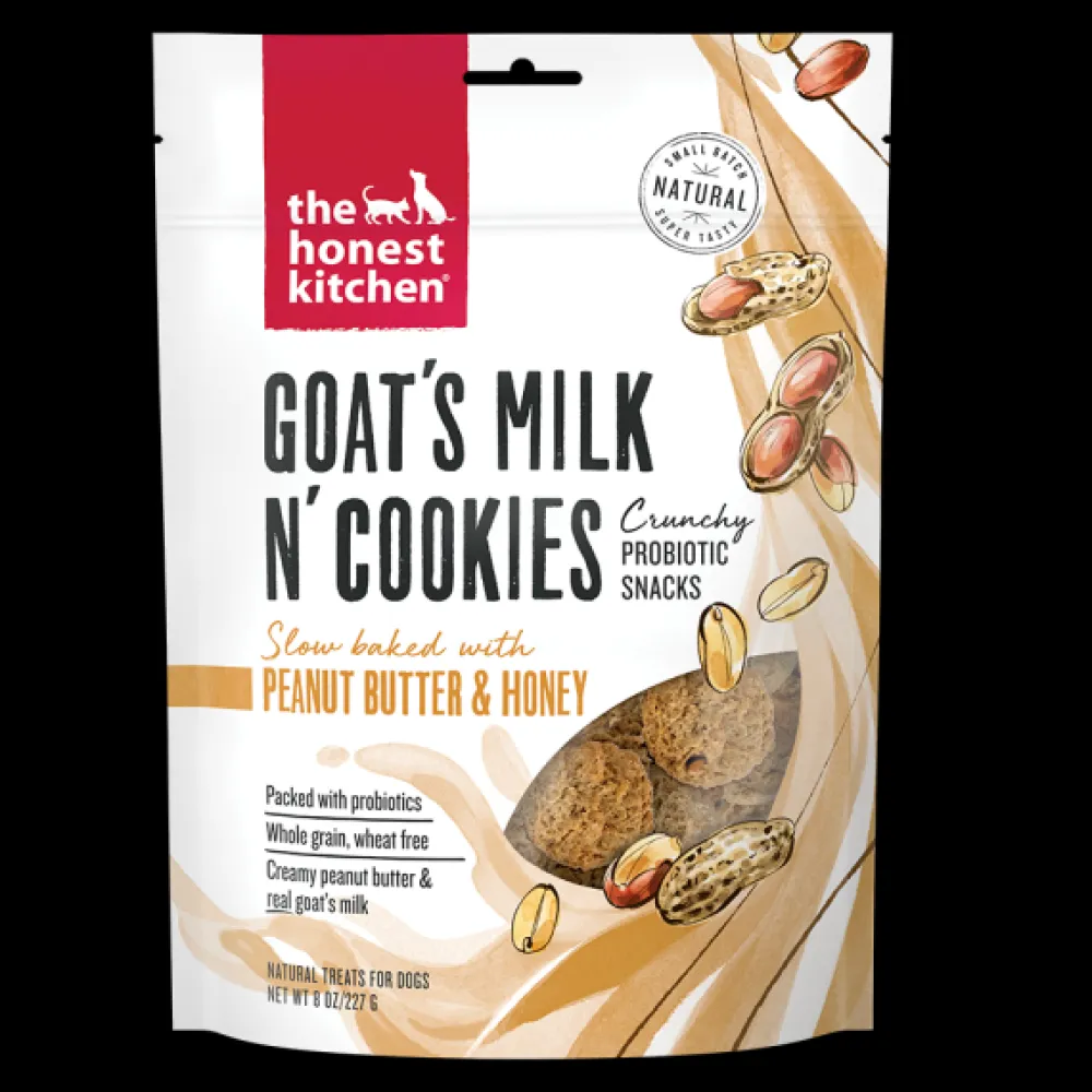 The Honest Kitchen Biscuits & Crunchy Treats^Goat's Milk N' Cookies Peanut Butter & Honey Dog Treats, 8-oz