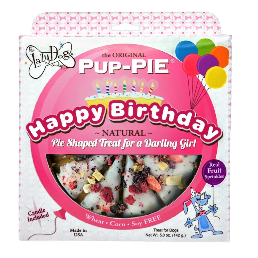 The Lazy Dog Cookie Co. Biscuits & Crunchy Treats^The Original Pup-PIE Happy Birthday for a Darling Girl Dog Treats, 5-oz