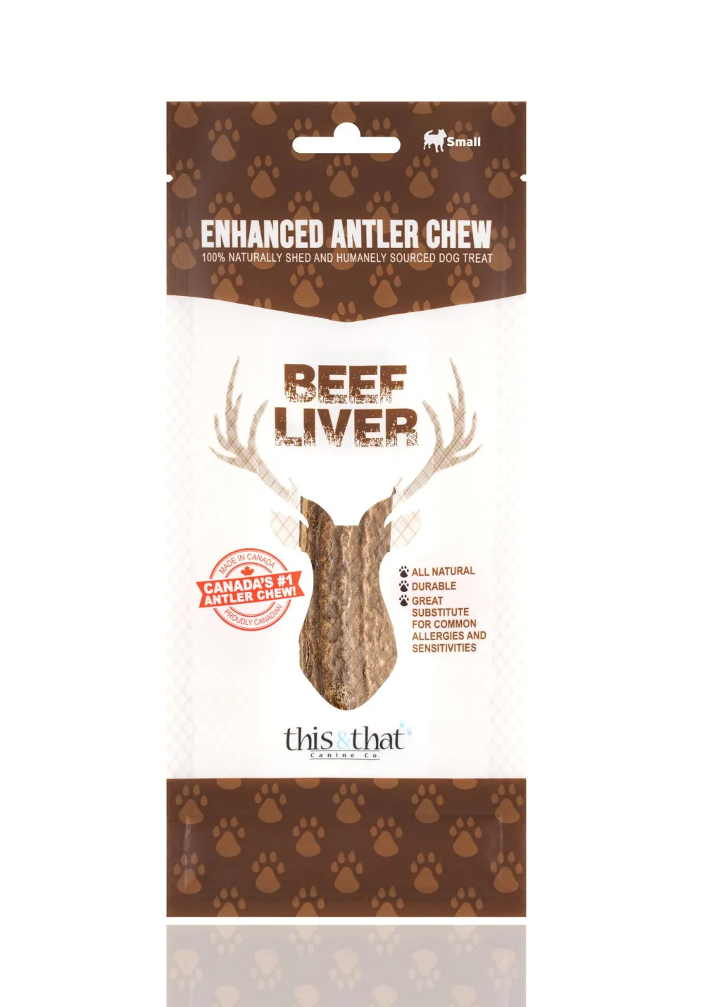 This & That Bully Sticks & Natural Chews^Beef Liver Enhanced Antler Chew Dog Treats, Small