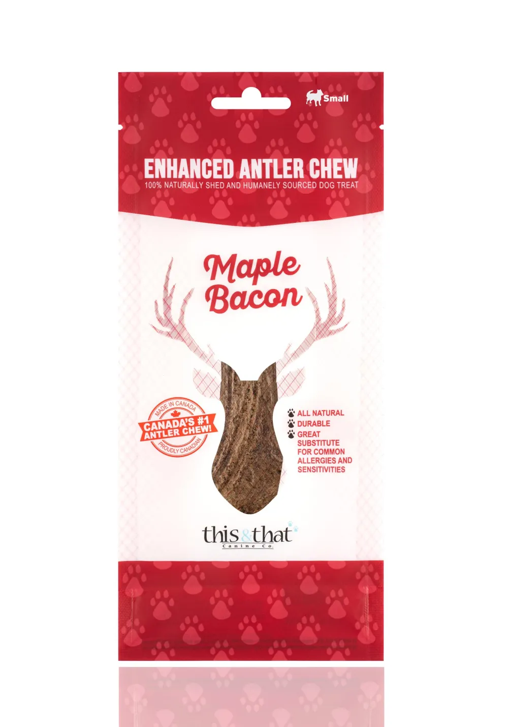 This & That Bully Sticks & Natural Chews^Maple Bacon Enhanced Antler Chew Dog Treats, Small