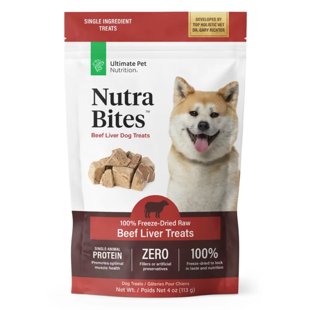 Ultimate Pet Nutrition Freeze-Dried Treats^Nutra Bites Beef Liver Freeze-Dried Raw Dog Treats, 4-oz