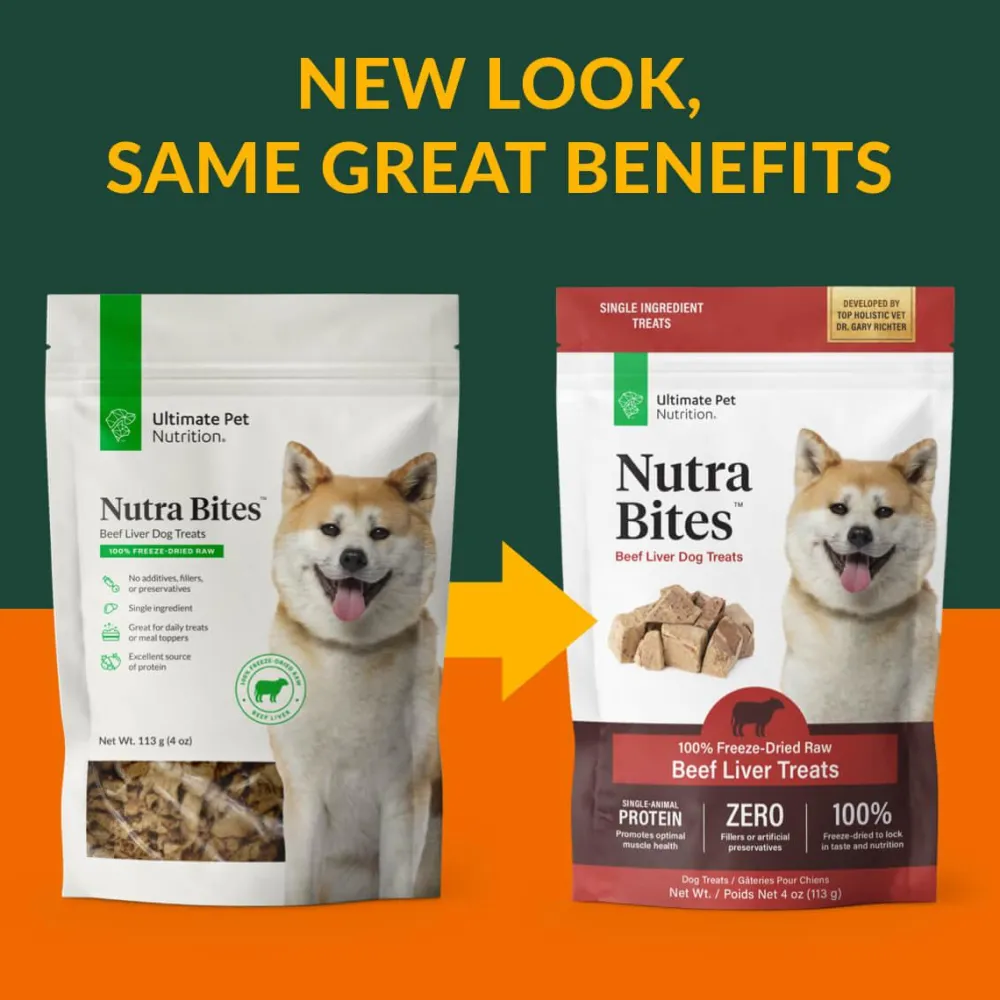 Ultimate Pet Nutrition Freeze-Dried Treats^Nutra Bites Beef Liver Freeze-Dried Raw Dog Treats, 4-oz