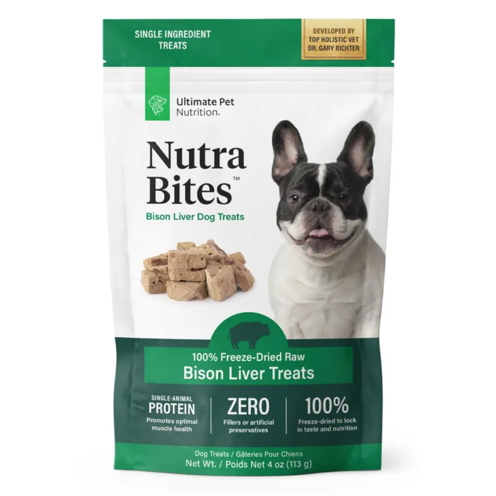 Ultimate Pet Nutrition Freeze-Dried Treats^Nutra Bites Bison Liver Freeze-Dried Raw Dog Treats, 4-oz