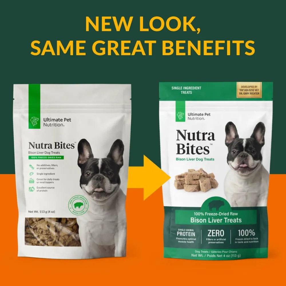Ultimate Pet Nutrition Freeze-Dried Treats^Nutra Bites Bison Liver Freeze-Dried Raw Dog Treats, 4-oz