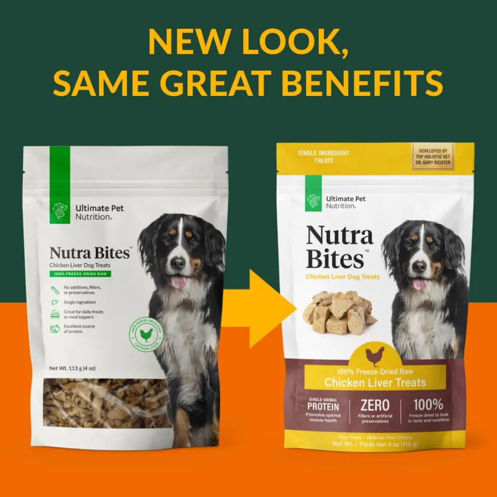 Ultimate Pet Nutrition Freeze-Dried Treats^Nutra Bites Chicken Liver Freeze-Dried Raw Dog Treats, 4-oz