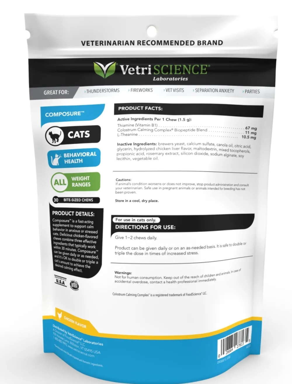 Vetriscience Healthcare | Healthcare^Composure Behavioral Health Bite-Sized Chicken Cat Chews, 30 count