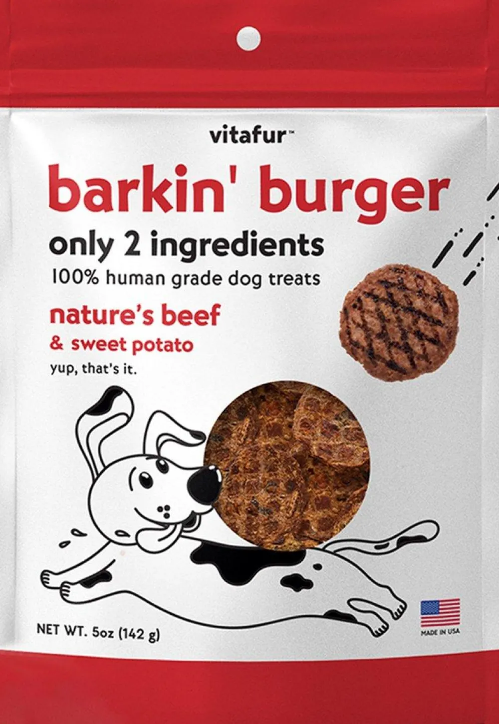 Vitafur Air-Dried & Dehydrated Treats^Barkin' Burger Nature's Beef & Sweet Potato Dog Treats, 5-oz