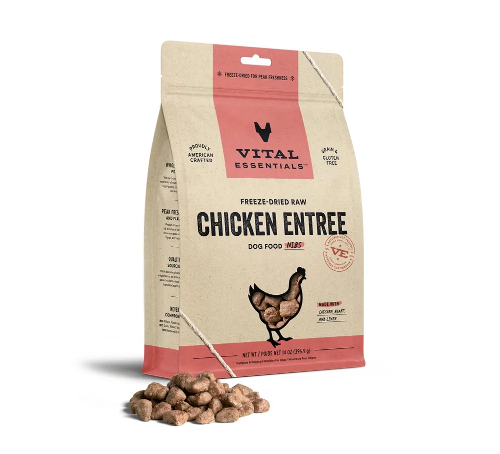 Vital Essentials Freeze-Dried Food^Chicken Entree Nibs Freeze-Dried Raw Dog Food, 14-oz