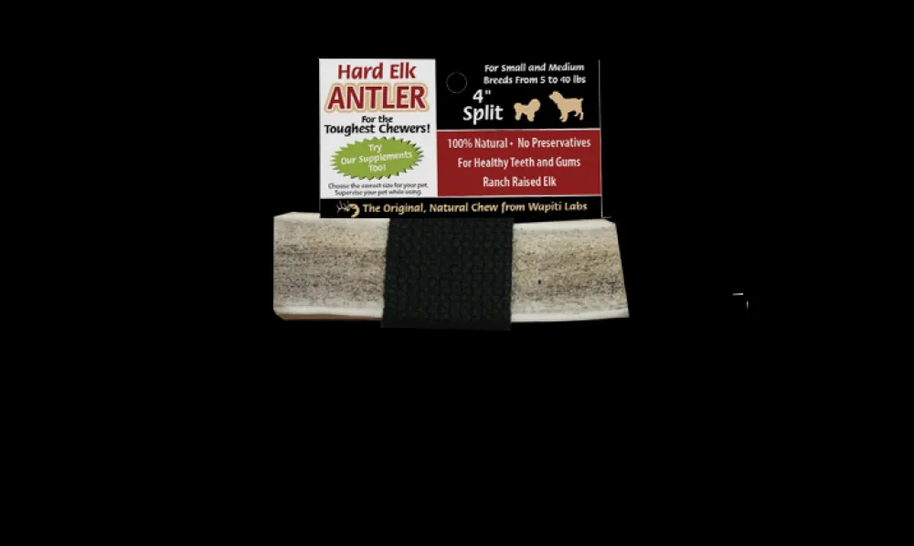 Wapiti Labs Bully Sticks & Natural Chews^Elk Antler Chews, 4-in, split