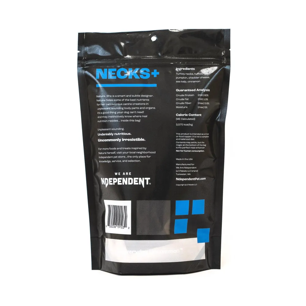 We Are Ndependent Freeze-Dried Treats^NECKS+ Ground Turkey Necks Freeze-Dried Dog Treats, 4-oz