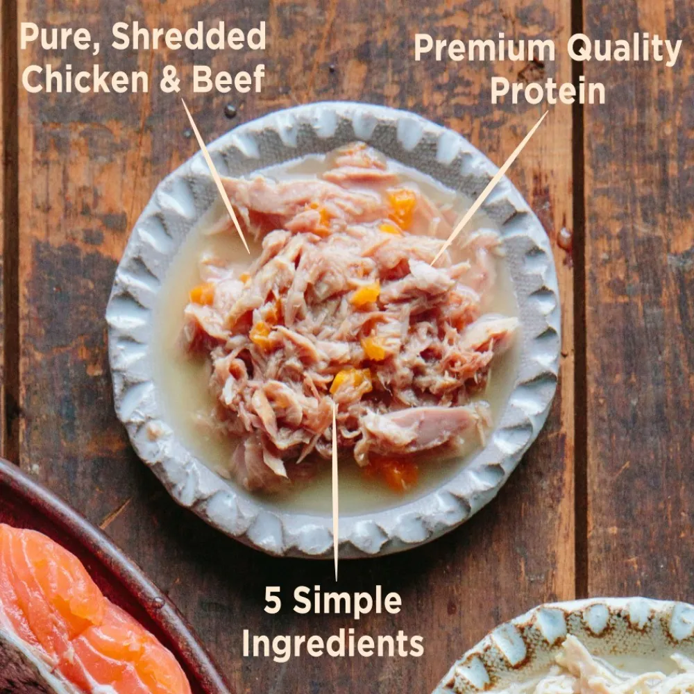 Wellness Food Toppings^CORE Simply Shreds Grain-Free Chicken, Beef & Carrots Wet Dog Food Topper Pouch, 2.8-oz