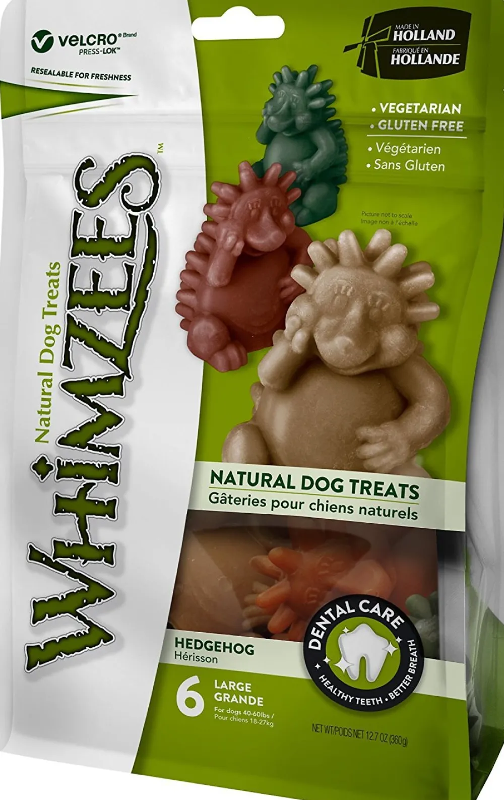 Whimzees Dental & Hard Chews^Hedgehog Dental Dog Treats, Large, 6 count