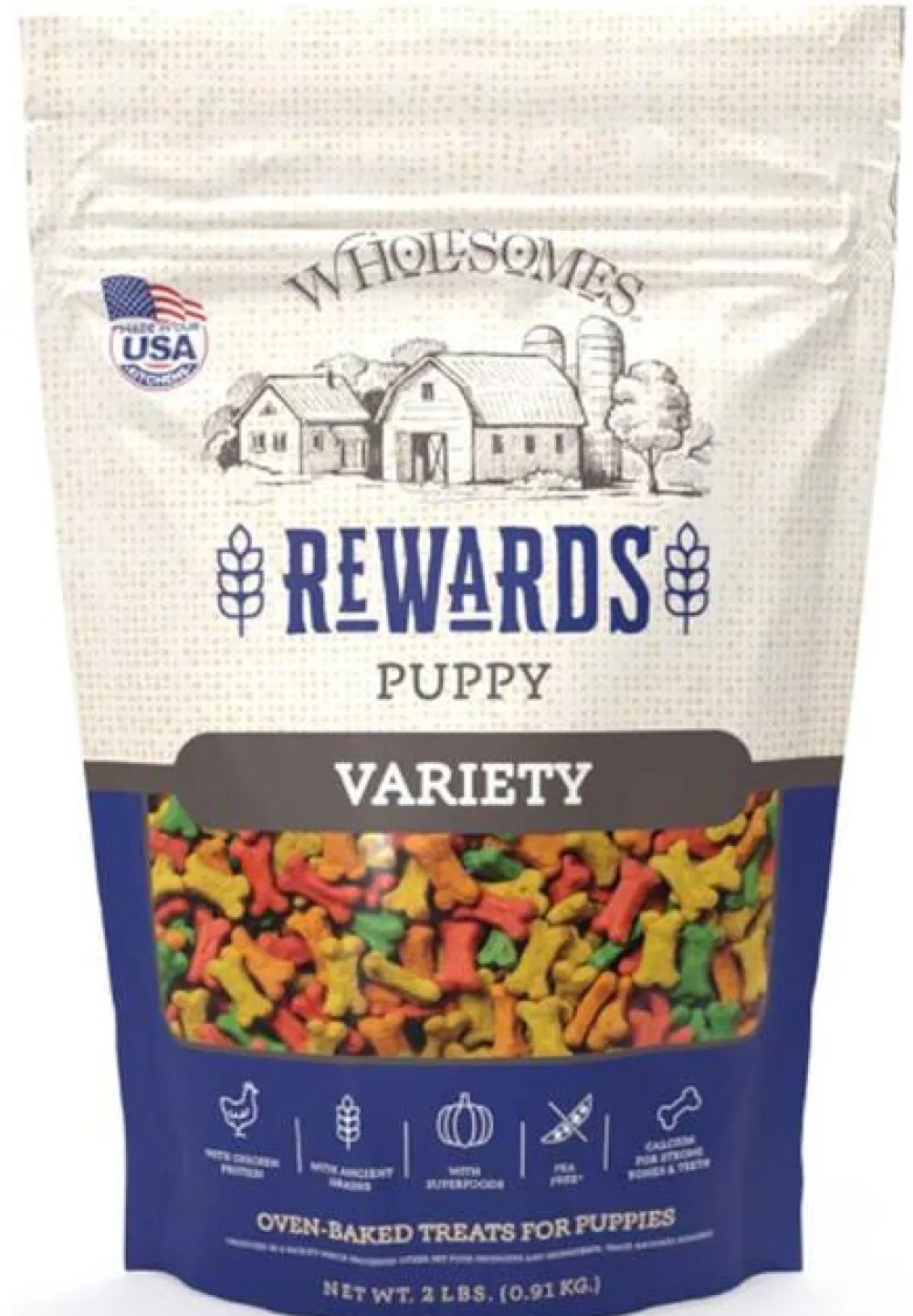Wholesomes Biscuits & Crunchy Treats^Rewards Variety Puppy Dog Treats, 2-lb