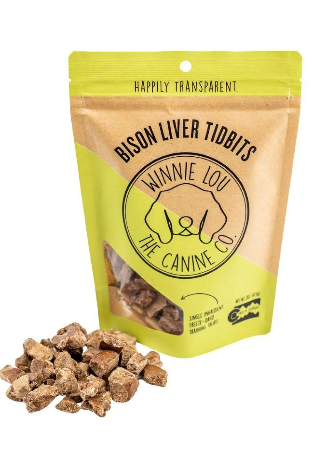Winnie Lou The Canine Co. Freeze-Dried Treats^Bison Liver Tidbits Dog Treats, 2-oz