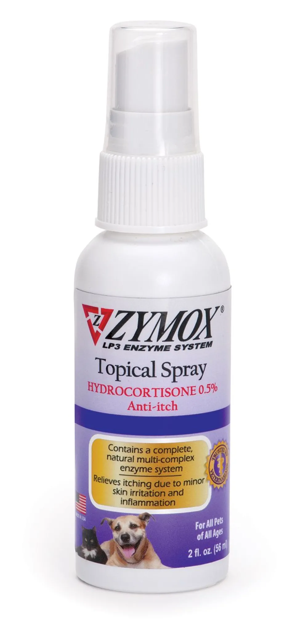 Zymox Grooming | Grooming^Enzymatic Topical Spray with Hydrocortisone 0.5% for Dogs & Cats, 2-oz bottle